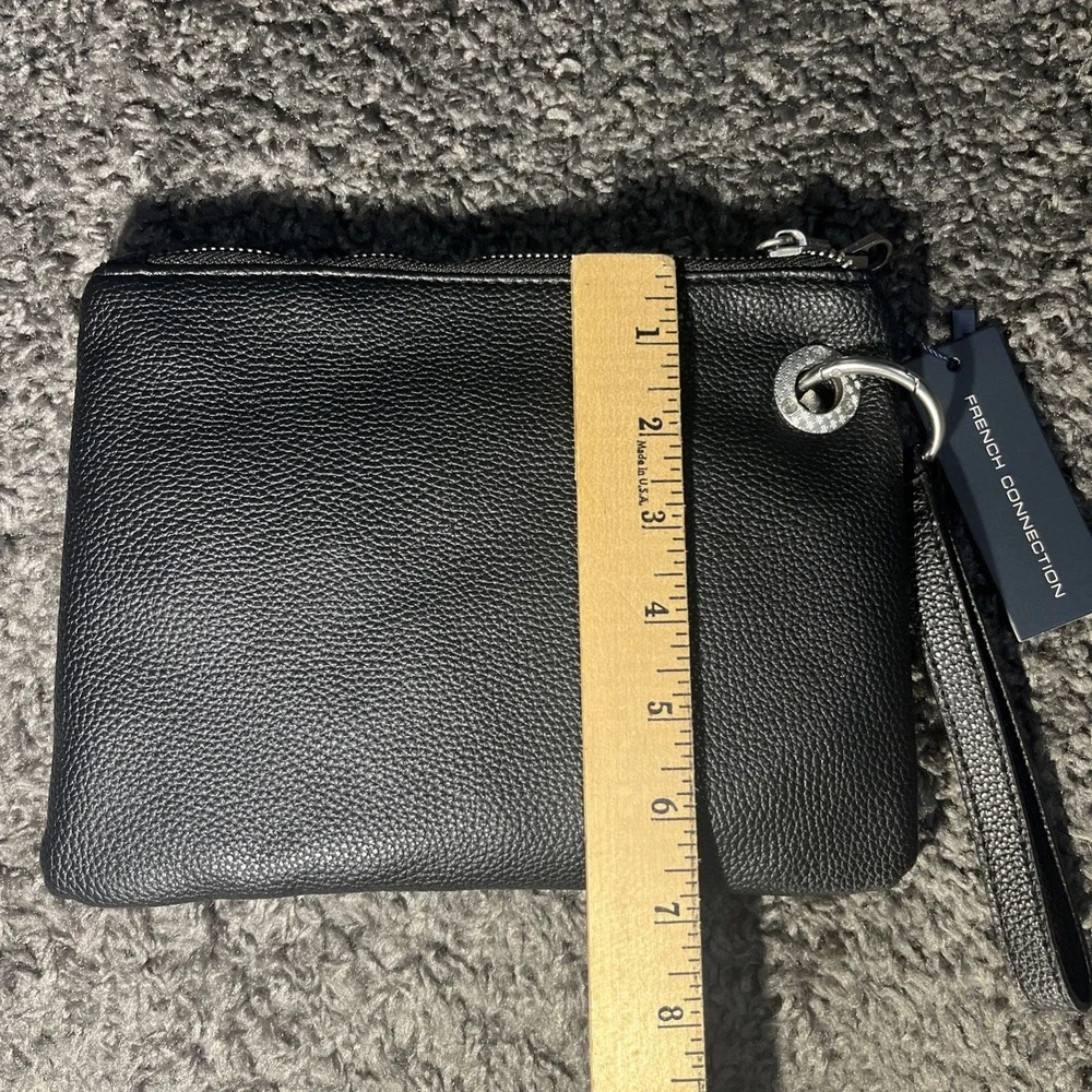French Connection Lara Pebble Double Slim Pouches-Black-New with Tags-$48 Retail
